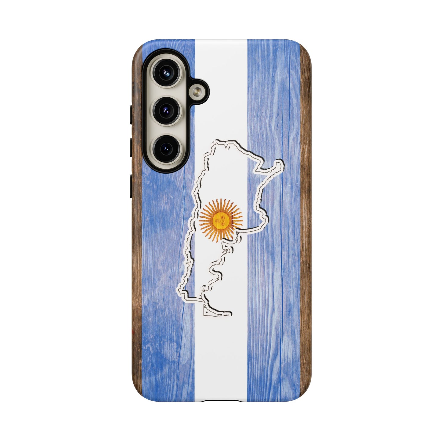 Argentina Flag Phone Case Samsung Tough Protective Cover Argentinean Pride Hard Plastic Map Argentinian Design Argentina Souvenir Wood Design Style
