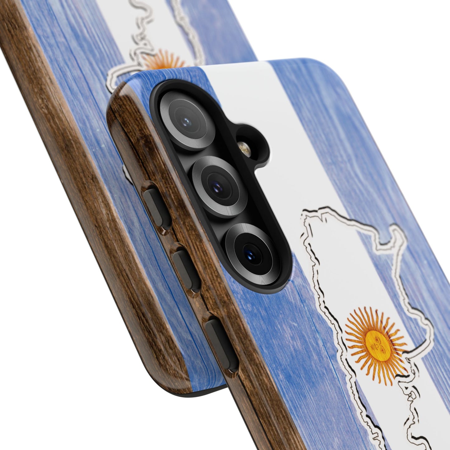 Argentina Flag Phone Case Samsung Tough Protective Cover Argentinean Pride Hard Plastic Map Argentinian Design Argentina Souvenir Wood Design Style