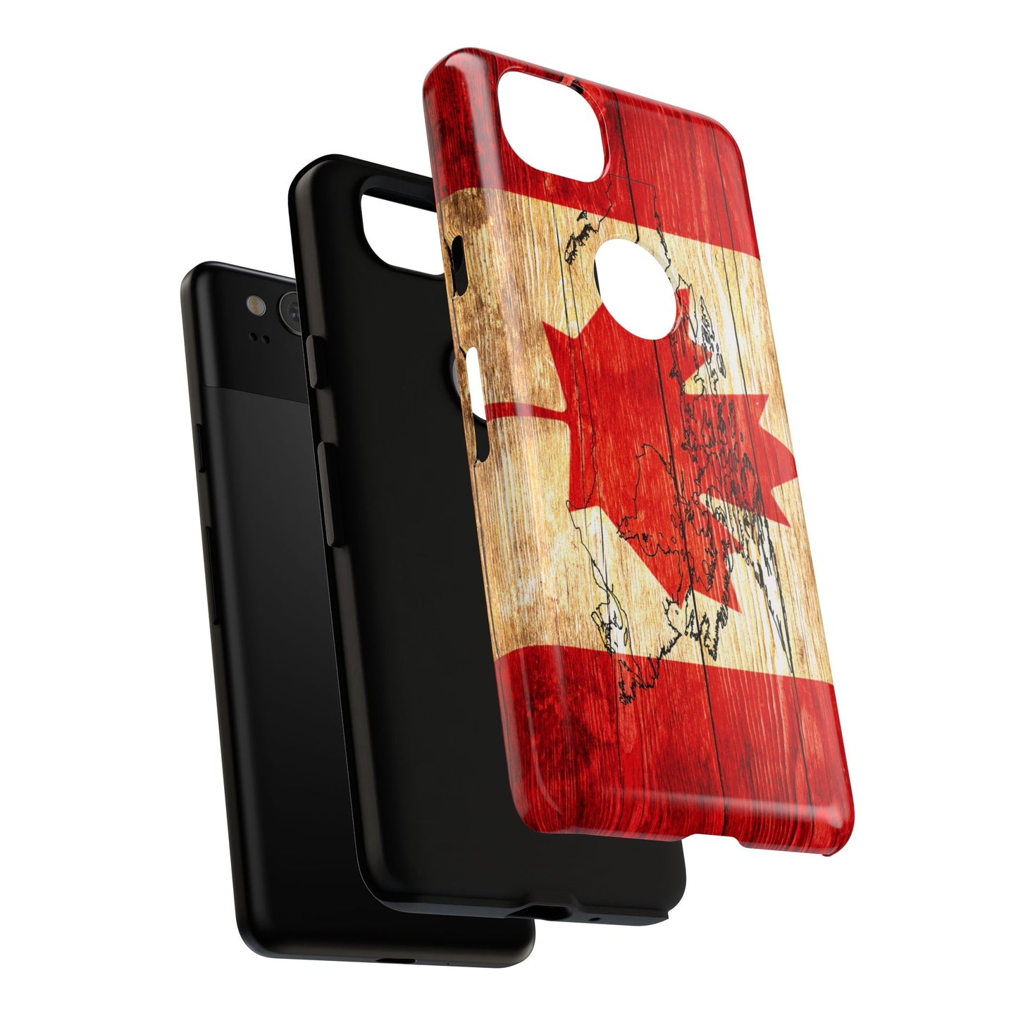 Canadian Flag and Map Tough Phone CasePatriotic Impact-Resistant Cover Image Transfer UV Protected for Outdoor Durability Ideal for Holidays