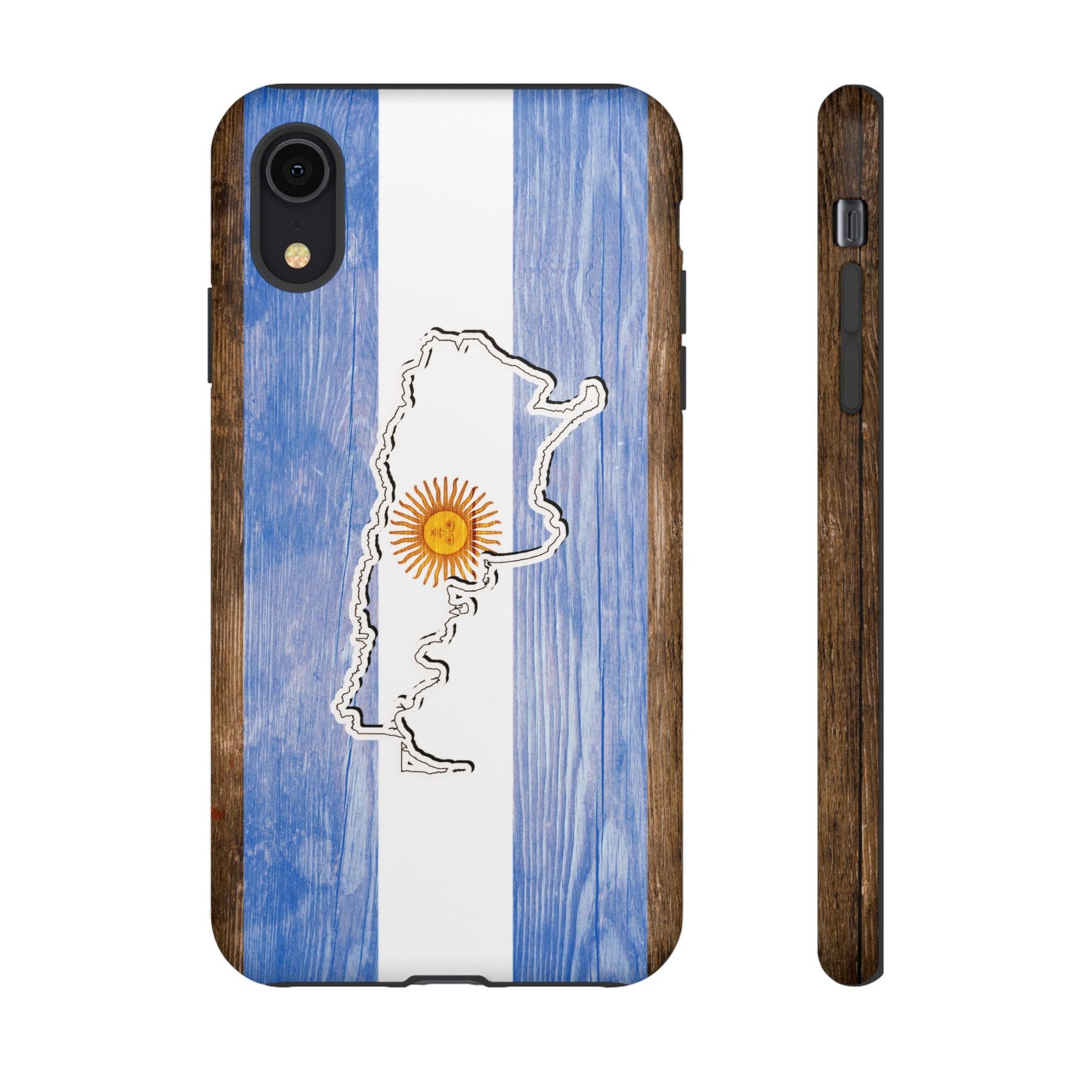 Argentina Flag Phone Case Samsung Tough Protective Cover Argentinean Pride Hard Plastic Map Argentinian Design Argentina Souvenir Wood Design Style