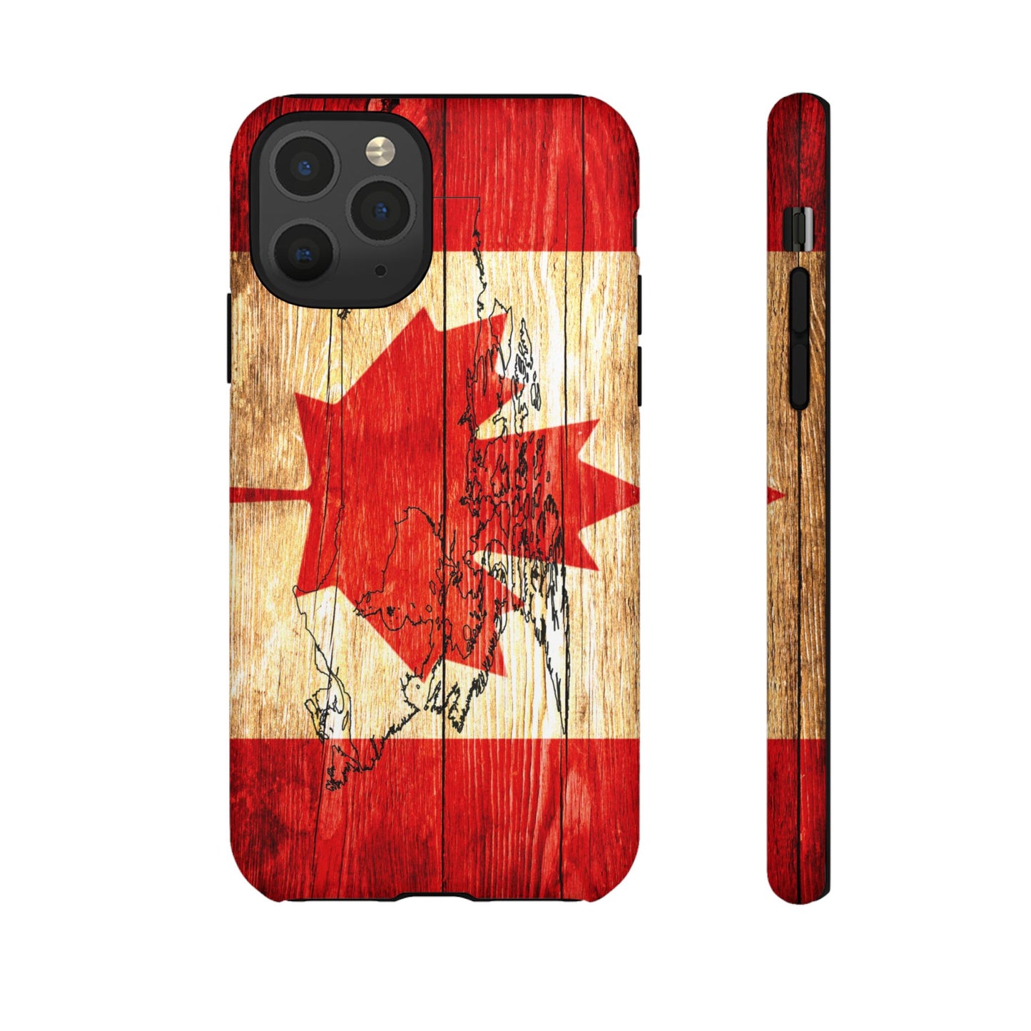 Canadian Flag and Map Tough Phone CasePatriotic Impact-Resistant Cover Image Transfer UV Protected for Outdoor Durability Ideal for Holidays