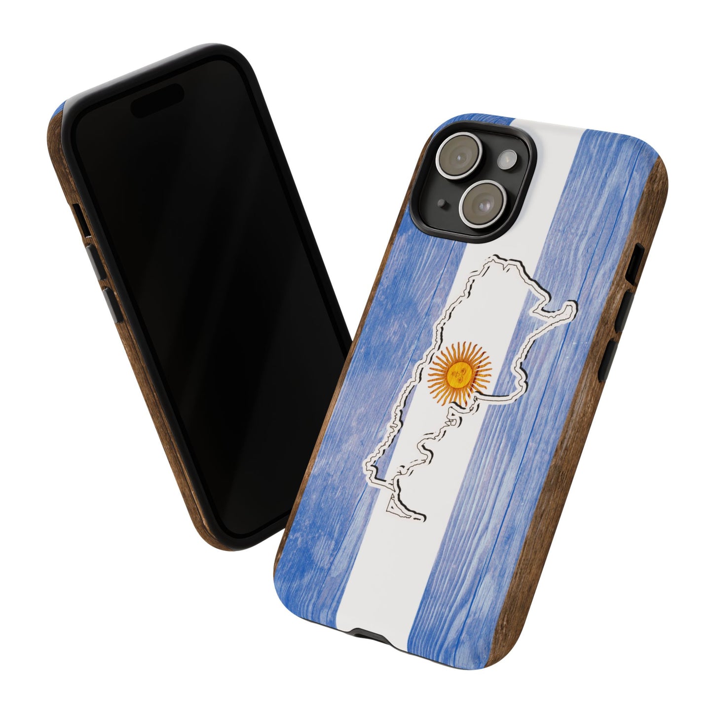 Argentina Flag Phone Case Samsung Tough Protective Cover Argentinean Pride Hard Plastic Map Argentinian Design Argentina Souvenir Wood Design Style