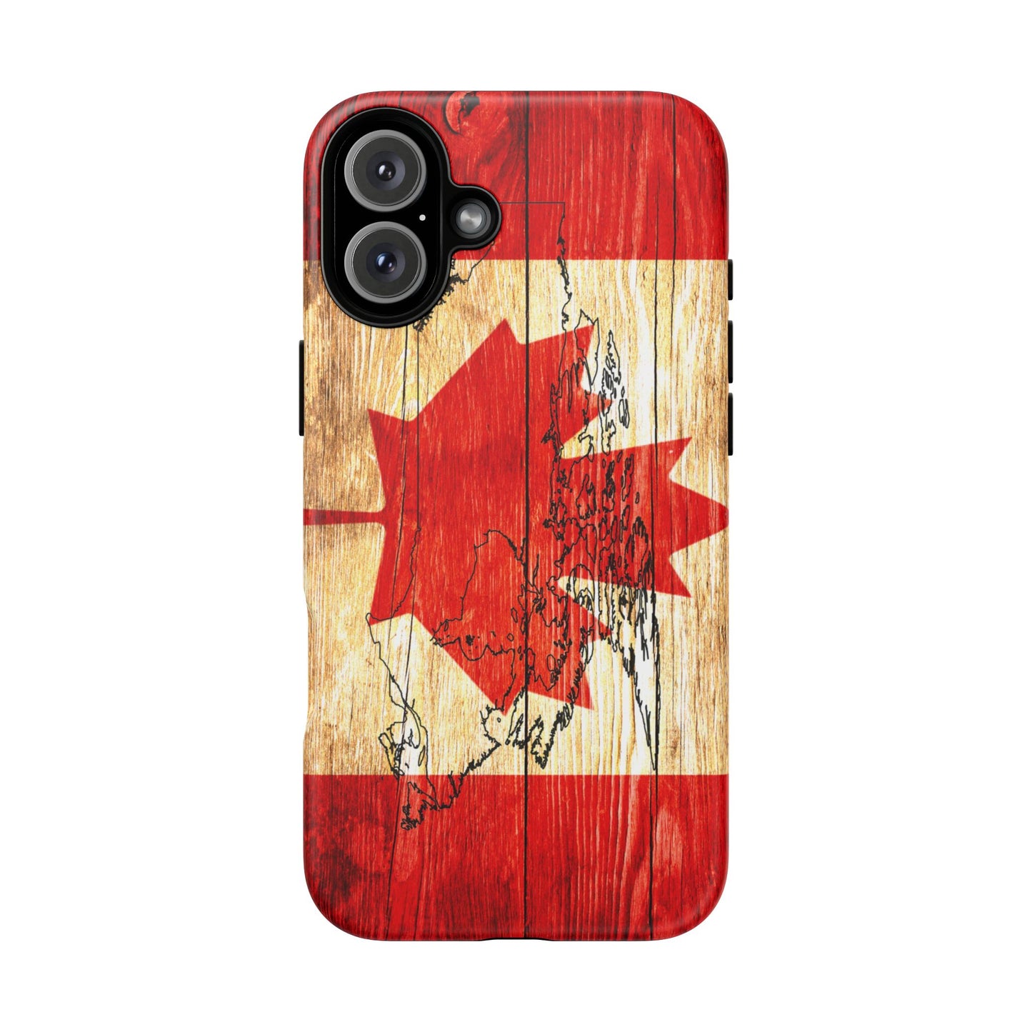 Canadian Flag and Map Tough Phone CasePatriotic Impact-Resistant Cover Image Transfer UV Protected for Outdoor Durability Ideal for Holidays