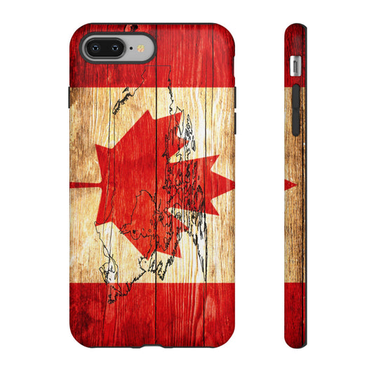 Canadian Flag and Map Tough Phone CasePatriotic Impact-Resistant Cover Image Transfer UV Protected for Outdoor Durability Ideal for Holidays