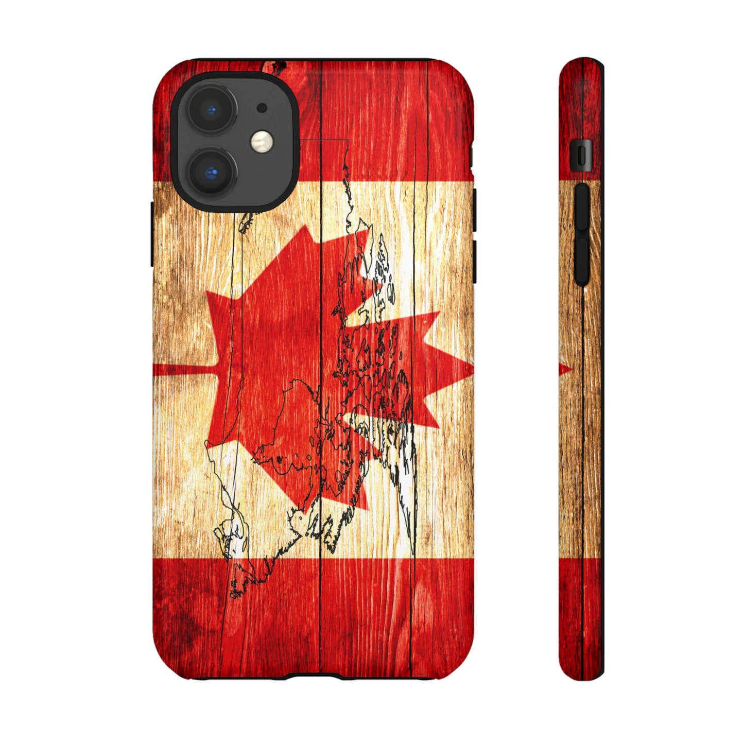 Canadian Flag and Map Tough Phone CasePatriotic Impact-Resistant Cover Image Transfer UV Protected for Outdoor Durability Ideal for Holidays