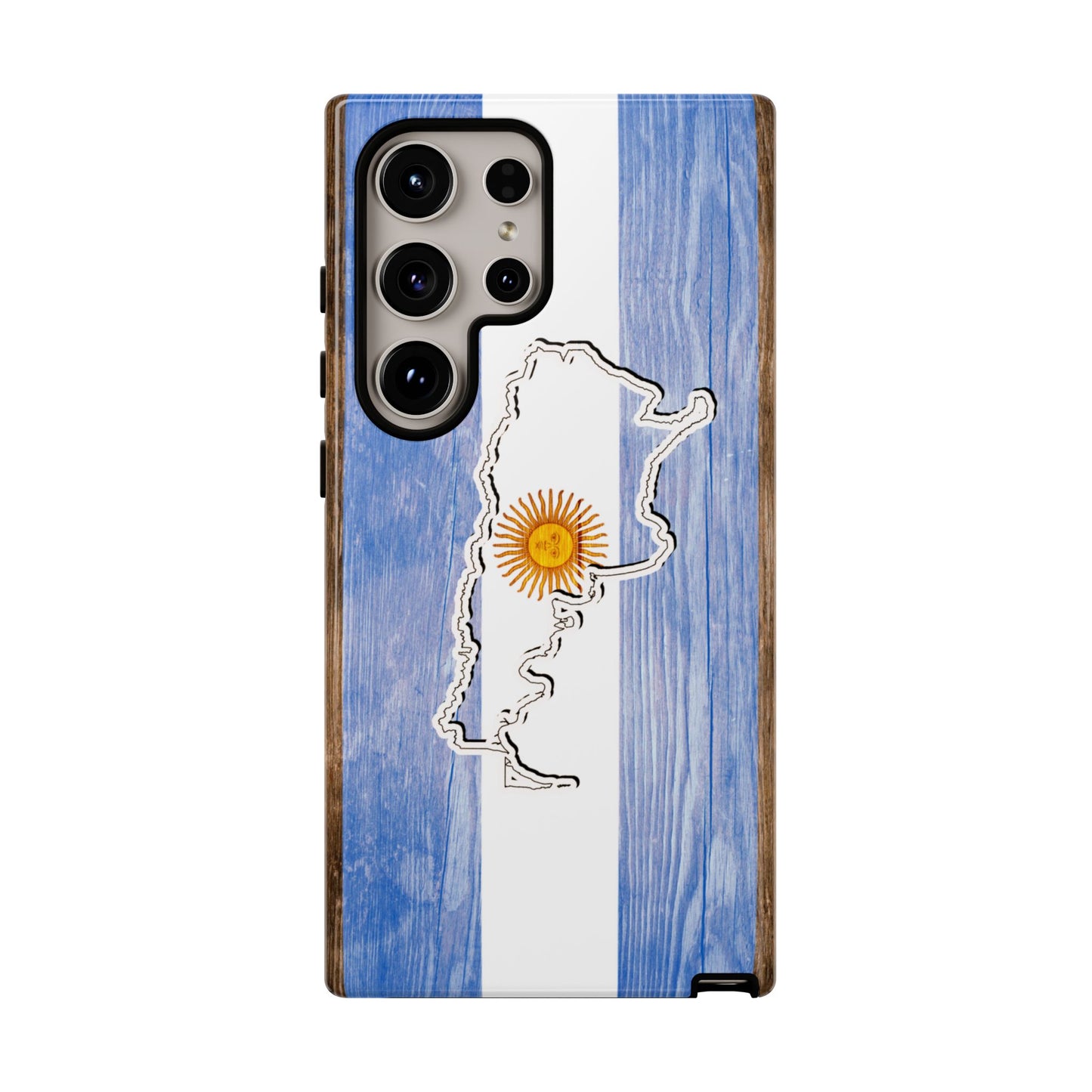 Argentina Flag Phone Case Samsung Tough Protective Cover Argentinean Pride Hard Plastic Map Argentinian Design Argentina Souvenir Wood Design Style