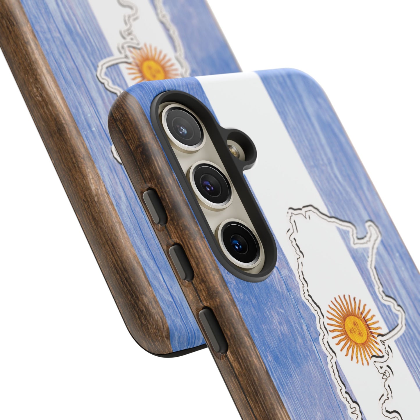 Argentina Flag Phone Case Samsung Tough Protective Cover Argentinean Pride Hard Plastic Map Argentinian Design Argentina Souvenir Wood Design Style