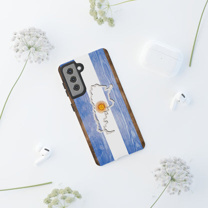 Argentina Flag Phone Case Samsung Tough Protective Cover Argentinean Pride Hard Plastic Map Argentinian Design Argentina Souvenir Wood Design Style