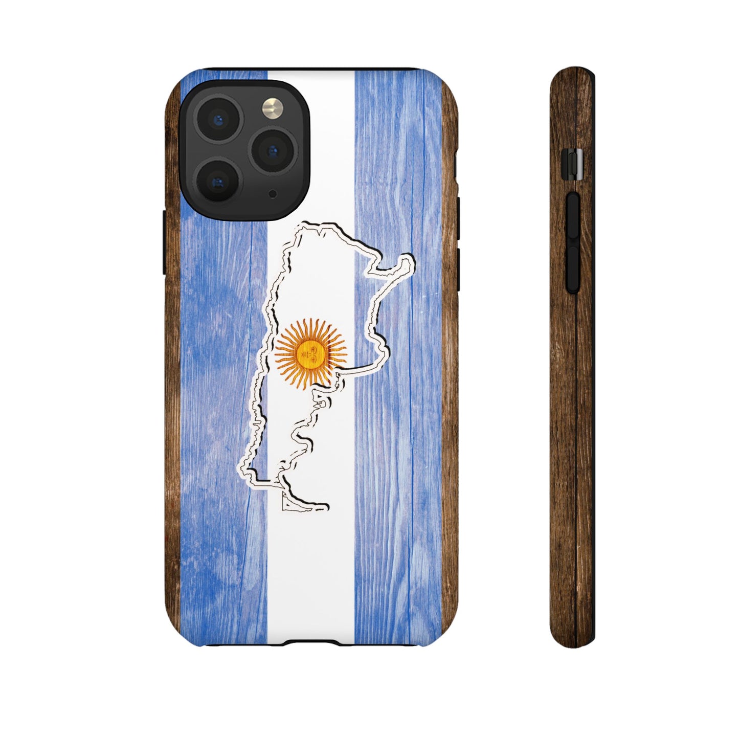 Argentina Flag Phone Case Samsung Tough Protective Cover Argentinean Pride Hard Plastic Map Argentinian Design Argentina Souvenir Wood Design Style
