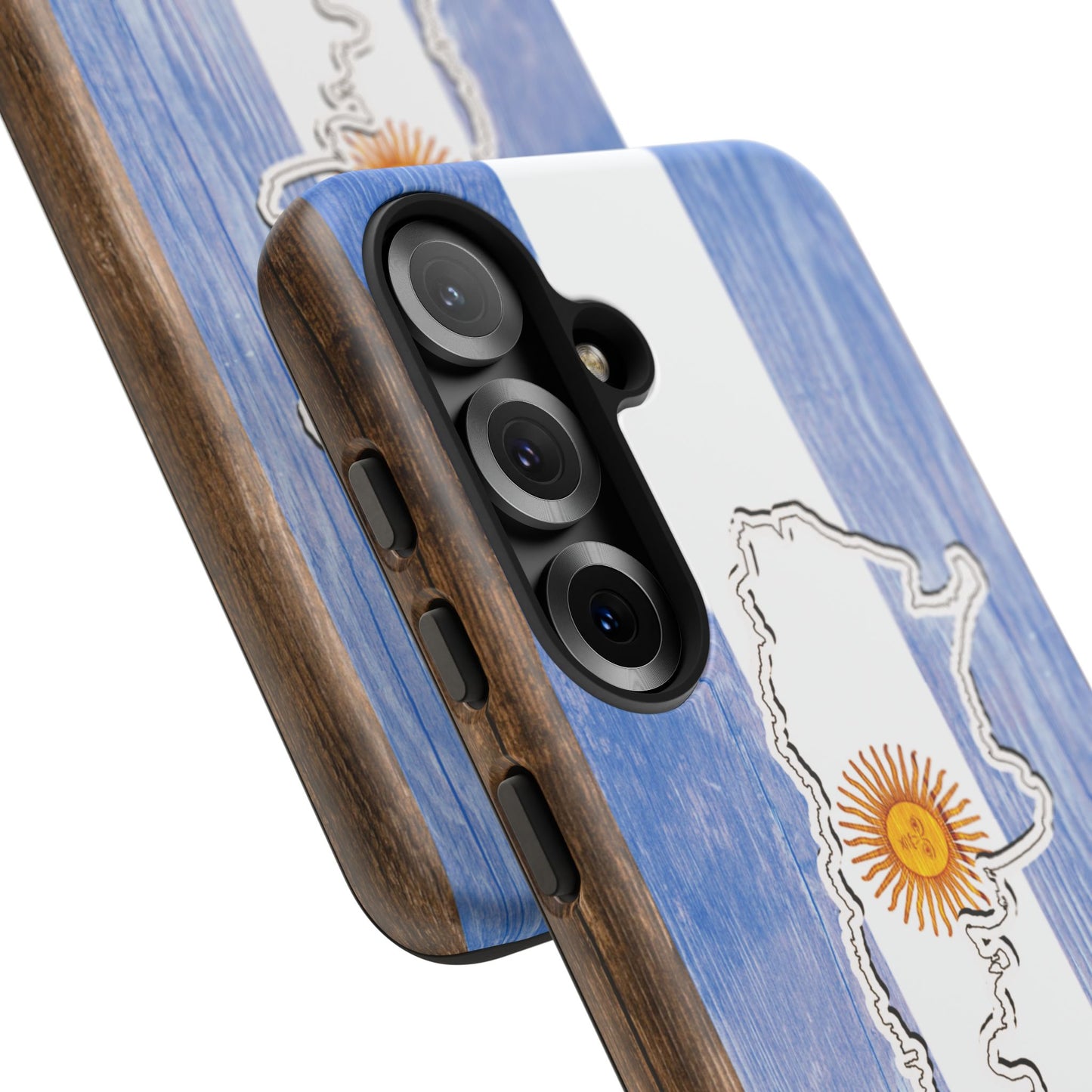 Argentina Flag Phone Case Samsung Tough Protective Cover Argentinean Pride Hard Plastic Map Argentinian Design Argentina Souvenir Wood Design Style