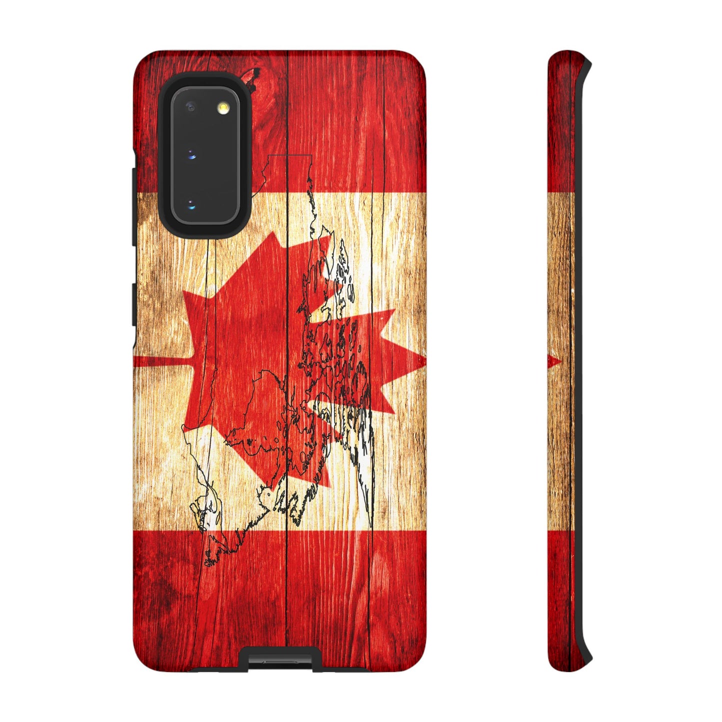 Canadian Flag and Map Tough Phone CasePatriotic Impact-Resistant Cover Image Transfer UV Protected for Outdoor Durability Ideal for Holidays