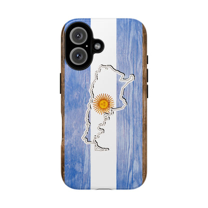 Argentina Flag Phone Case Samsung Tough Protective Cover Argentinean Pride Hard Plastic Map Argentinian Design Argentina Souvenir Wood Design Style