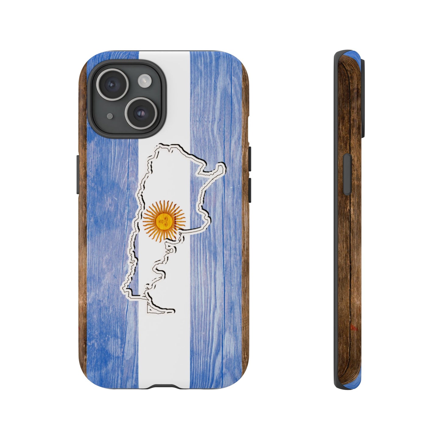 Argentina Flag Phone Case Samsung Tough Protective Cover Argentinean Pride Hard Plastic Map Argentinian Design Argentina Souvenir Wood Design Style