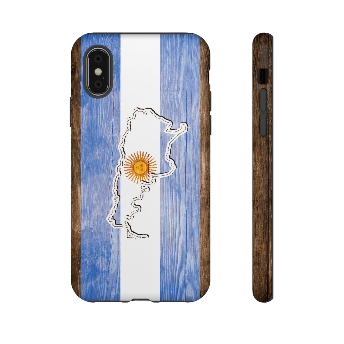 Argentina Flag Phone Case Samsung Tough Protective Cover Argentinean Pride Hard Plastic Map Argentinian Design Argentina Souvenir Wood Design Style