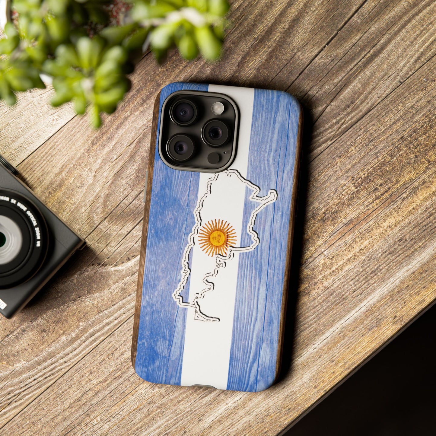 Argentina Flag Phone Case Samsung Tough Protective Cover Argentinean Pride Hard Plastic Map Argentinian Design Argentina Souvenir Wood Design Style