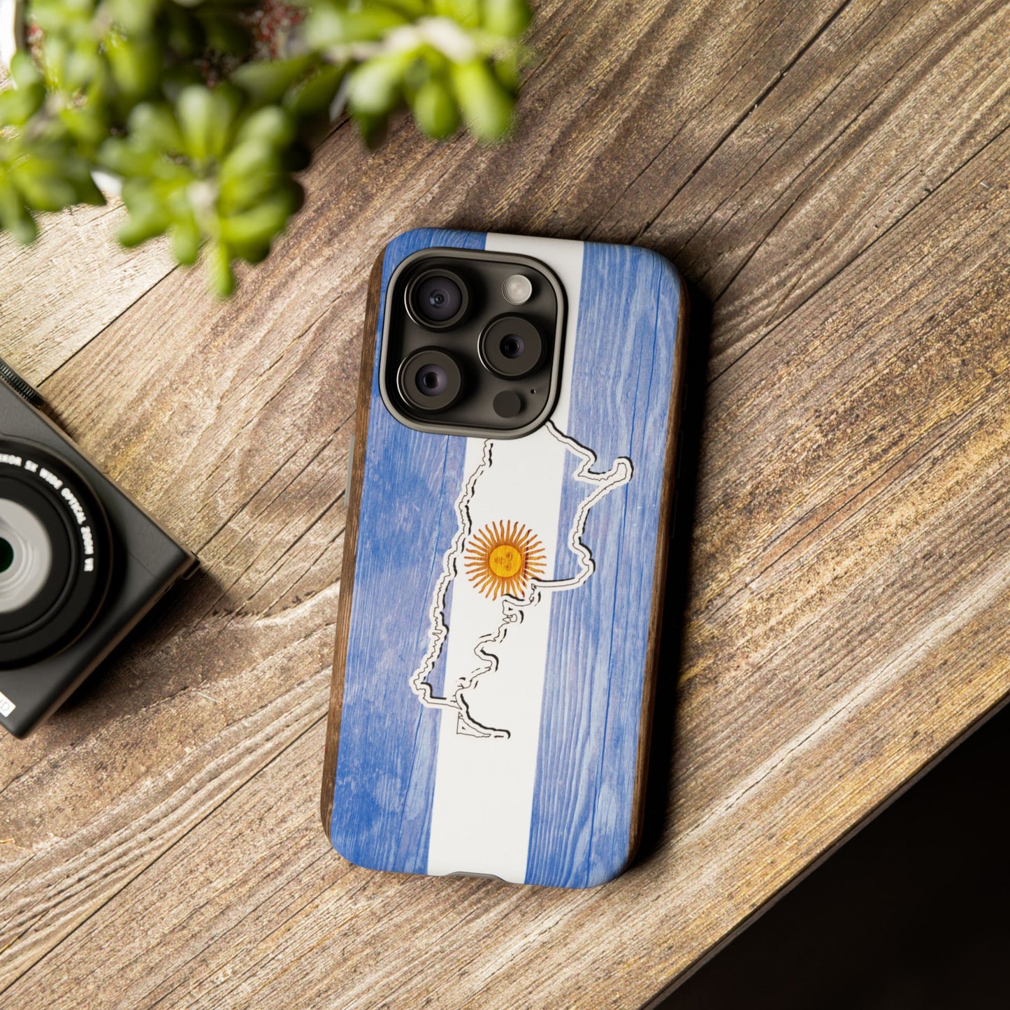 Argentina Flag Phone Case Samsung Tough Protective Cover Argentinean Pride Hard Plastic Map Argentinian Design Argentina Souvenir Wood Design Style