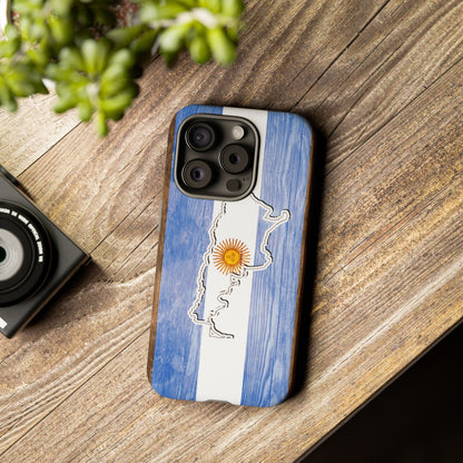 Argentina Flag Phone Case Samsung Tough Protective Cover Argentinean Pride Hard Plastic Map Argentinian Design Argentina Souvenir Wood Design Style