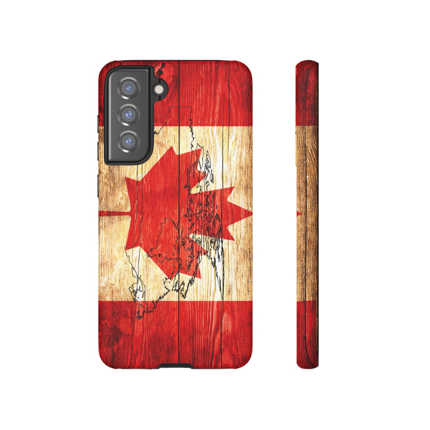 Canadian Flag and Map Tough Phone CasePatriotic Impact-Resistant Cover Image Transfer UV Protected for Outdoor Durability Ideal for Holidays