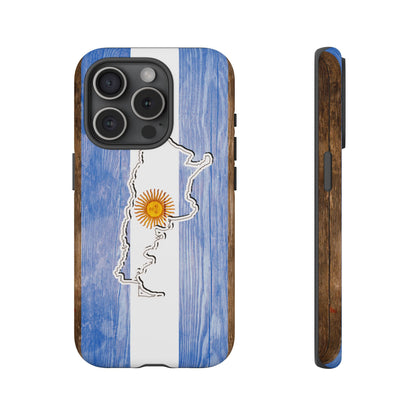Argentina Flag Phone Case Samsung Tough Protective Cover Argentinean Pride Hard Plastic Map Argentinian Design Argentina Souvenir Wood Design Style