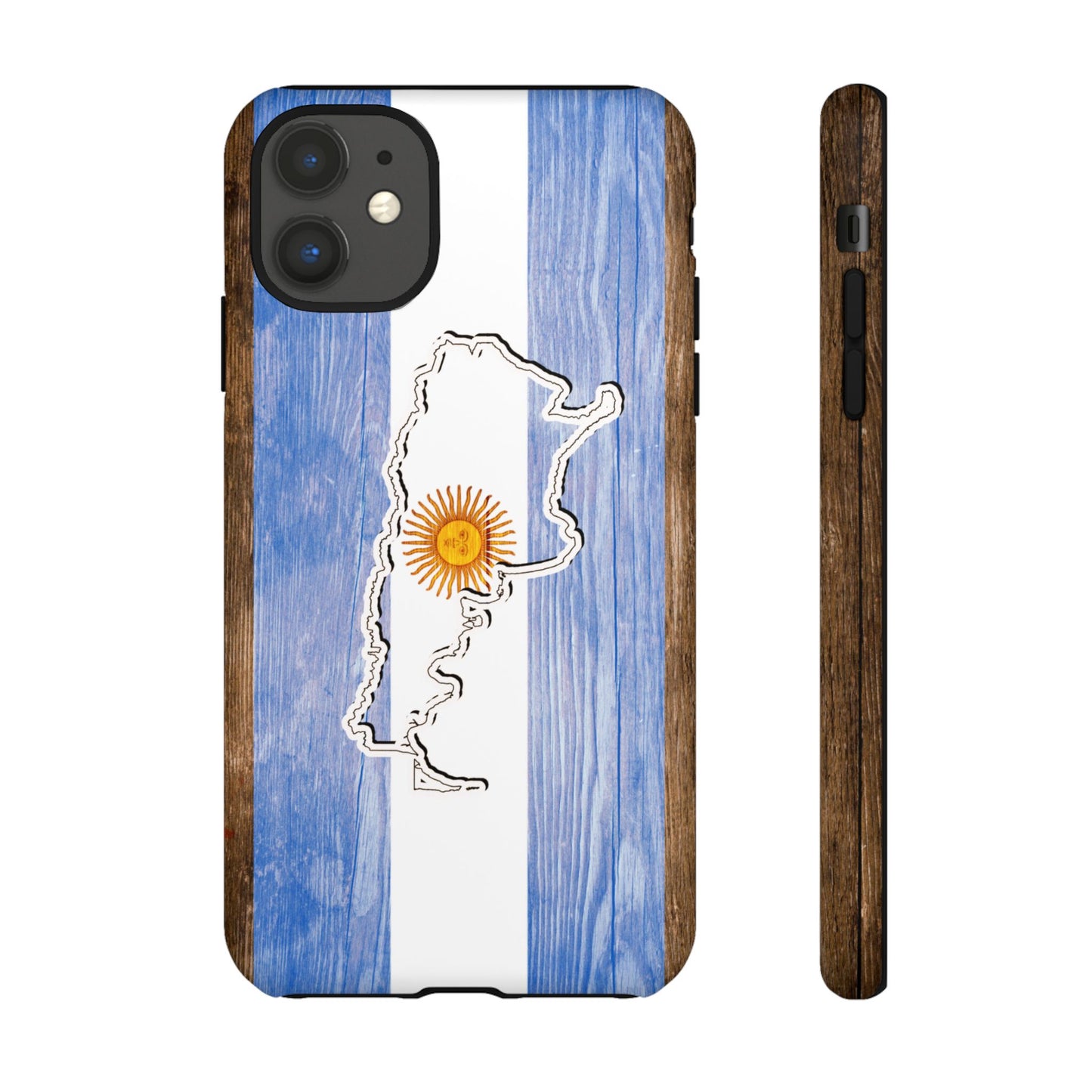 Argentina Flag Phone Case Samsung Tough Protective Cover Argentinean Pride Hard Plastic Map Argentinian Design Argentina Souvenir Wood Design Style