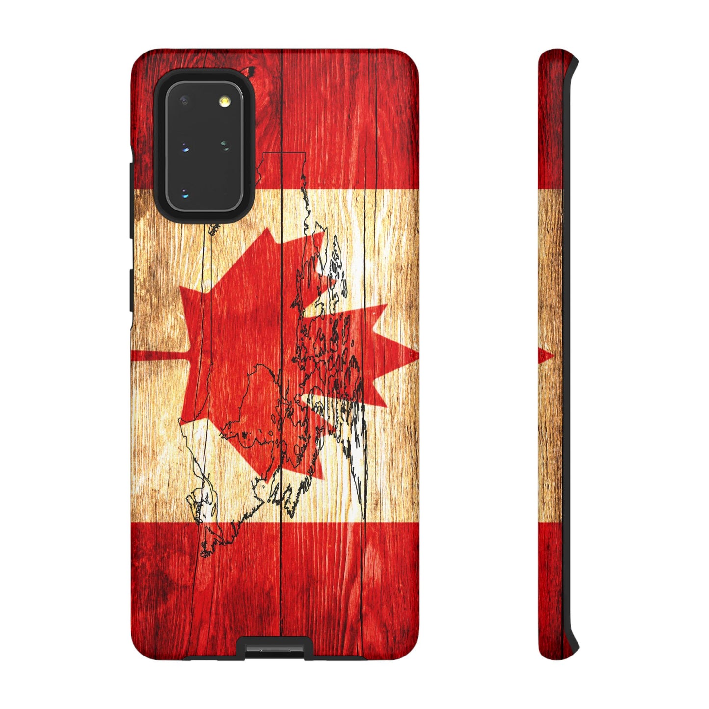 Canadian Flag and Map Tough Phone CasePatriotic Impact-Resistant Cover Image Transfer UV Protected for Outdoor Durability Ideal for Holidays