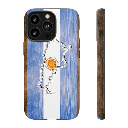 Argentina Flag Phone Case Samsung Tough Protective Cover Argentinean Pride Hard Plastic Map Argentinian Design Argentina Souvenir Wood Design Style