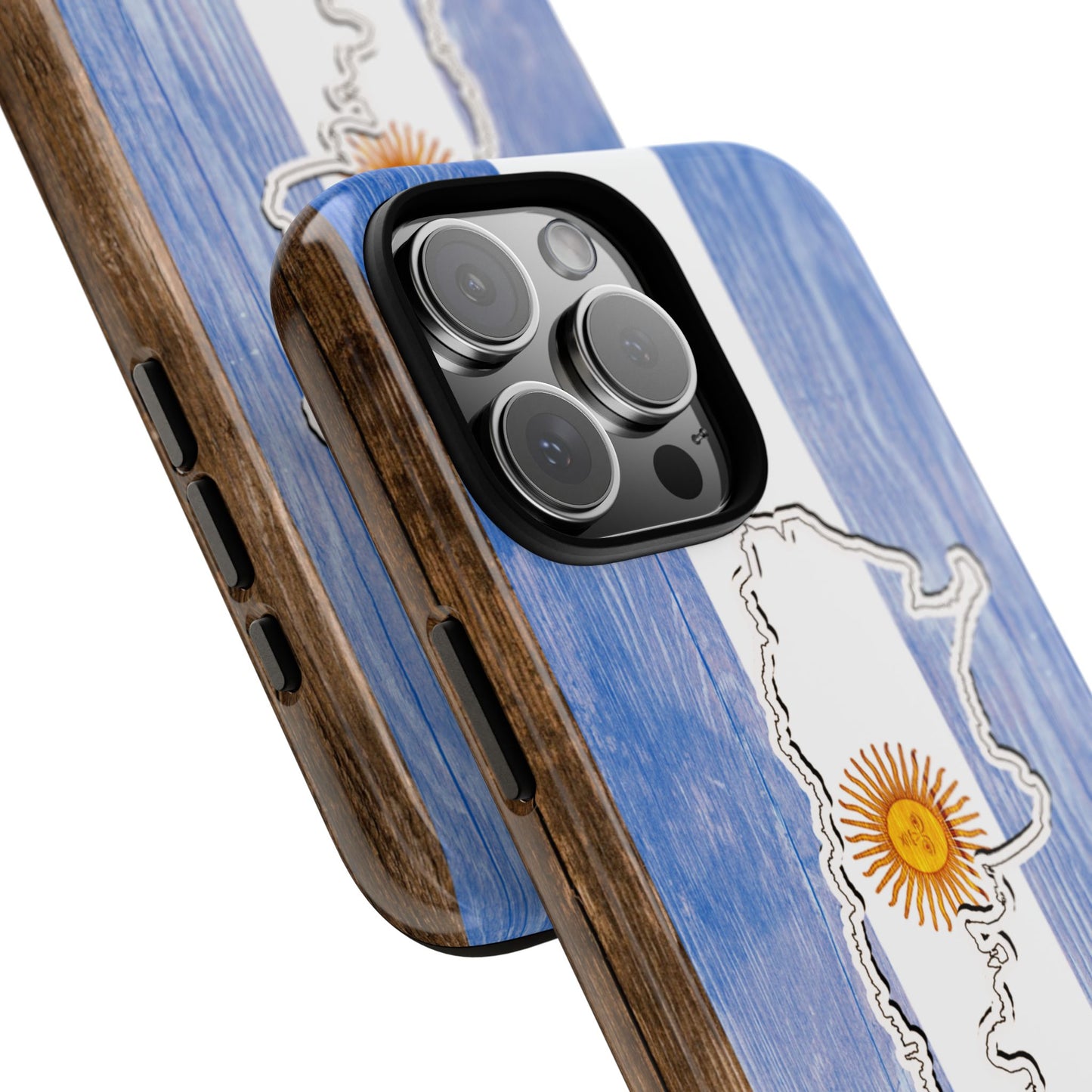 Argentina Flag Phone Case Samsung Tough Protective Cover Argentinean Pride Hard Plastic Map Argentinian Design Argentina Souvenir Wood Design Style