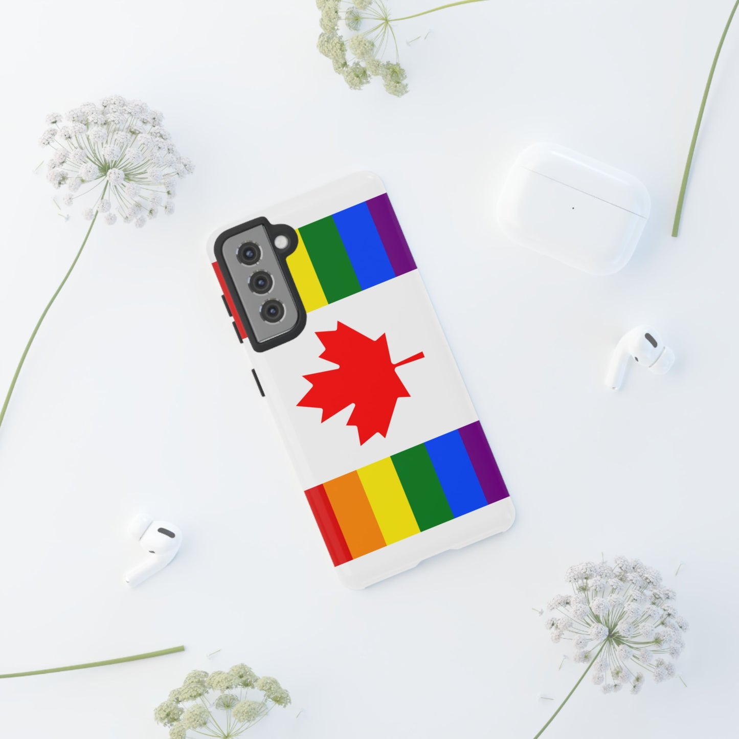 Pride Flag Phone Case -Tough Cases for LGBTQ+ Supporters Canada Theme Rainbow Design Colorful Accessories Birthday Gift