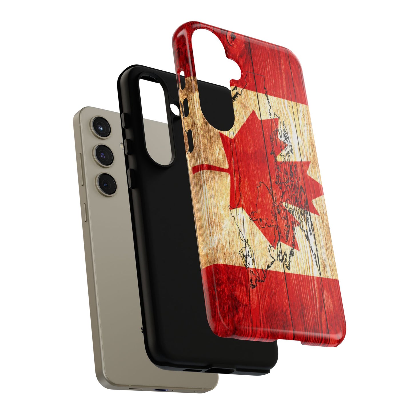 Canadian Flag and Map Tough Phone CasePatriotic Impact-Resistant Cover Image Transfer UV Protected for Outdoor Durability Ideal for Holidays