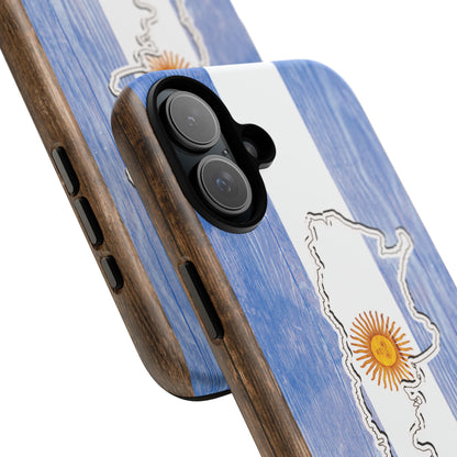 Argentina Flag Phone Case Samsung Tough Protective Cover Argentinean Pride Hard Plastic Map Argentinian Design Argentina Souvenir Wood Design Style