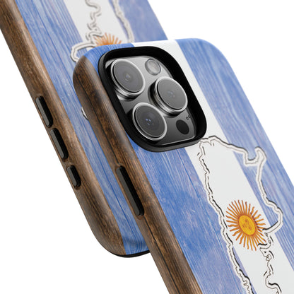 Argentina Flag Phone Case Samsung Tough Protective Cover Argentinean Pride Hard Plastic Map Argentinian Design Argentina Souvenir Wood Design Style