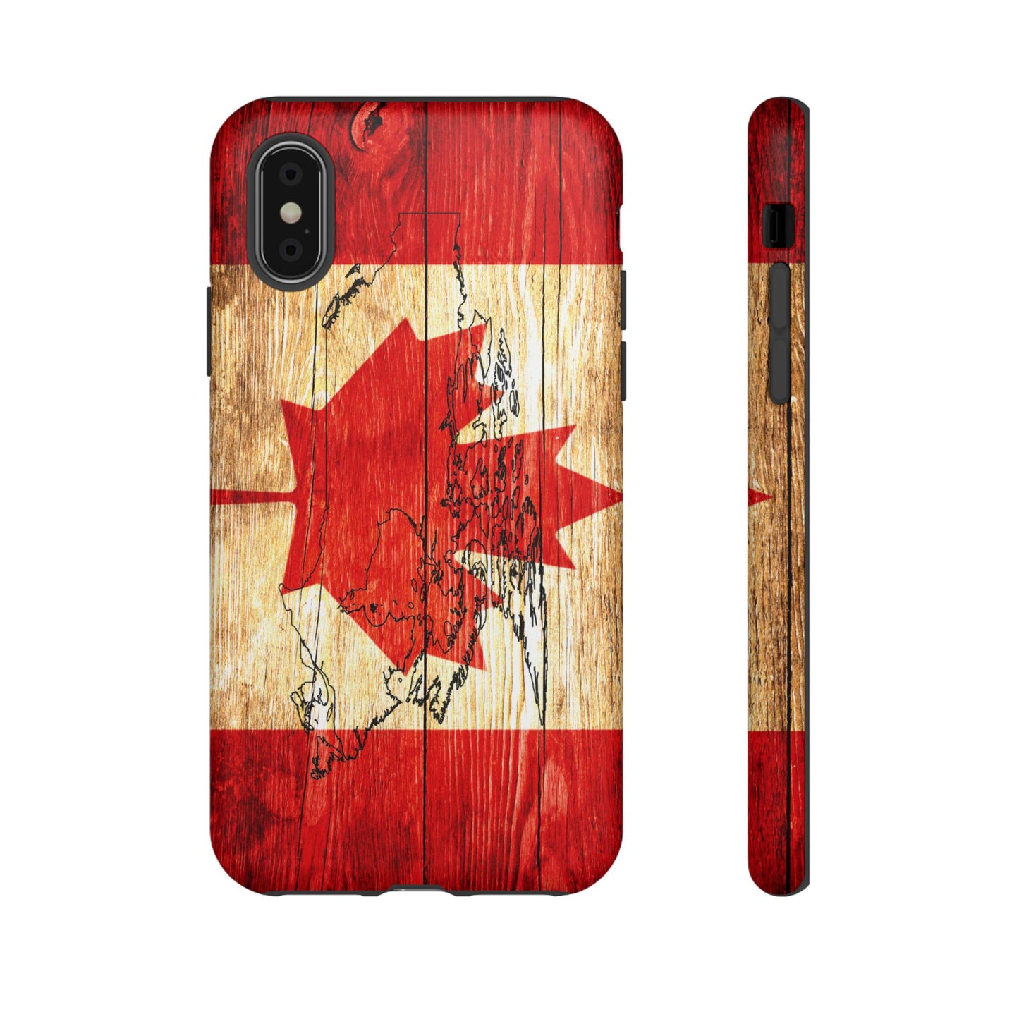 Canadian Flag and Map Tough Phone CasePatriotic Impact-Resistant Cover Image Transfer UV Protected for Outdoor Durability Ideal for Holidays