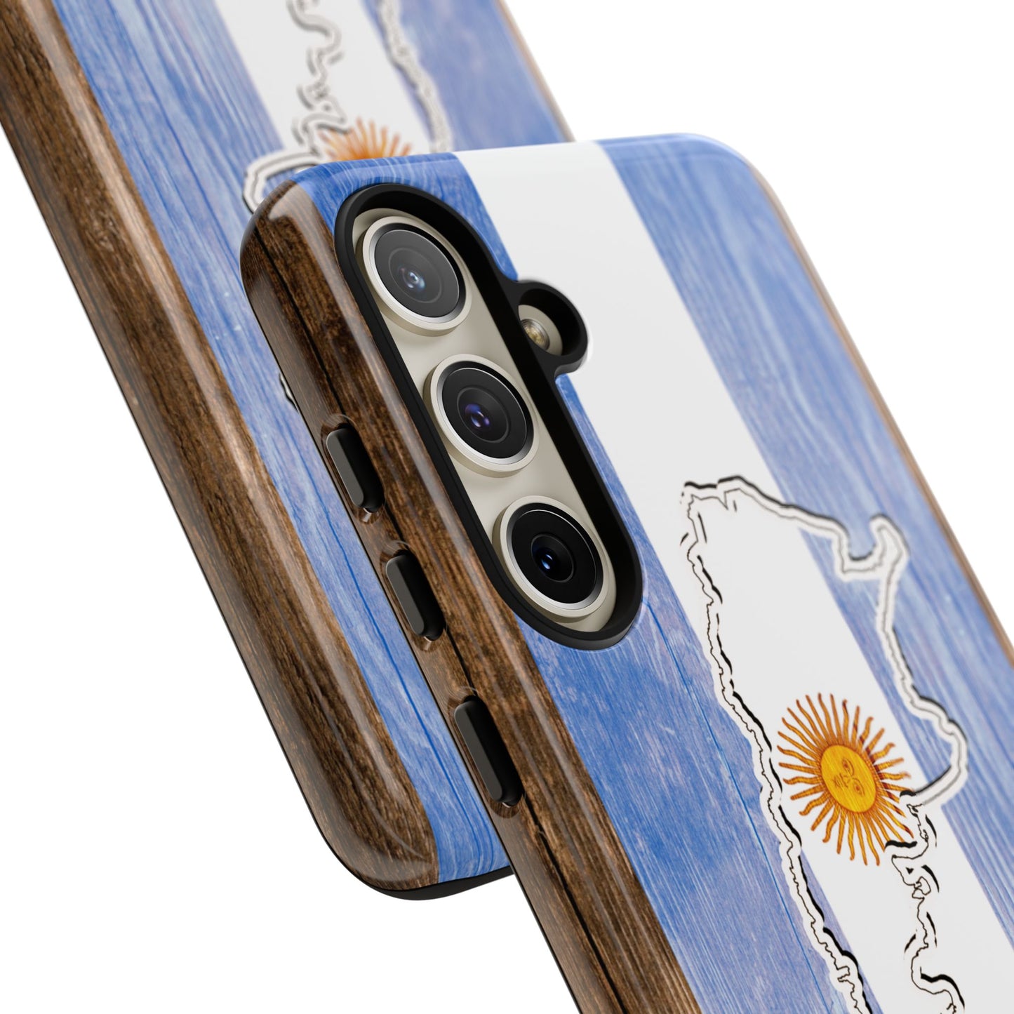 Argentina Flag Phone Case Samsung Tough Protective Cover Argentinean Pride Hard Plastic Map Argentinian Design Argentina Souvenir Wood Design Style