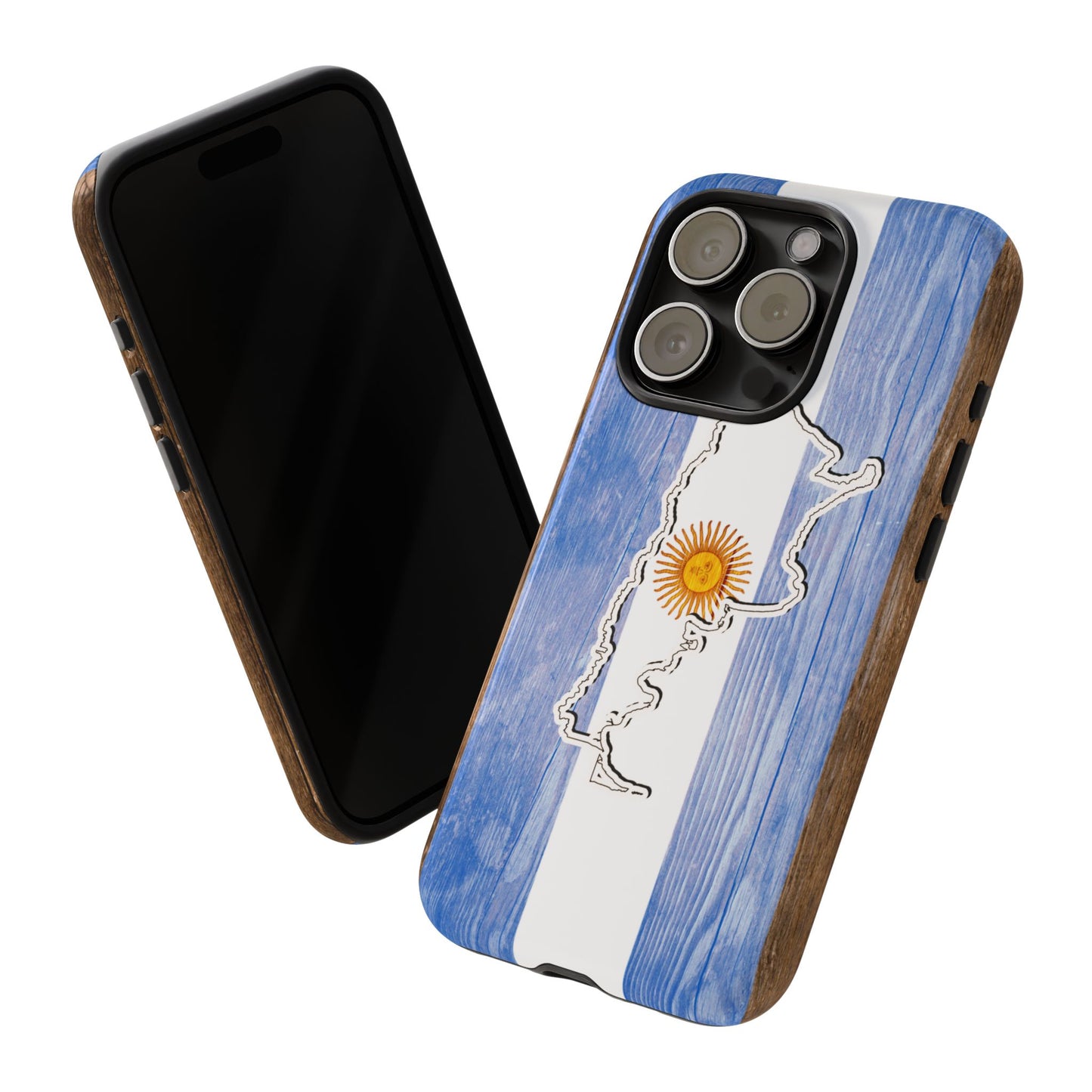 Argentina Flag Phone Case Samsung Tough Protective Cover Argentinean Pride Hard Plastic Map Argentinian Design Argentina Souvenir Wood Design Style