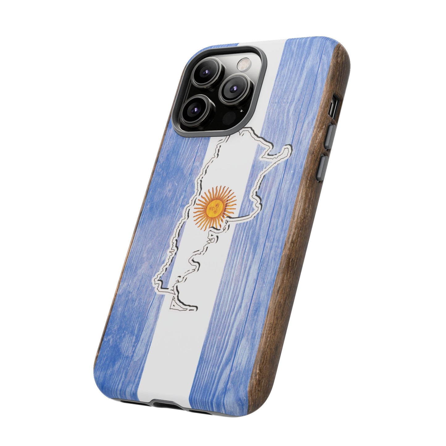Argentina Flag Phone Case Samsung Tough Protective Cover Argentinean Pride Hard Plastic Map Argentinian Design Argentina Souvenir Wood Design Style