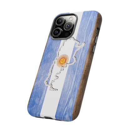 Argentina Flag Phone Case Samsung Tough Protective Cover Argentinean Pride Hard Plastic Map Argentinian Design Argentina Souvenir Wood Design Style