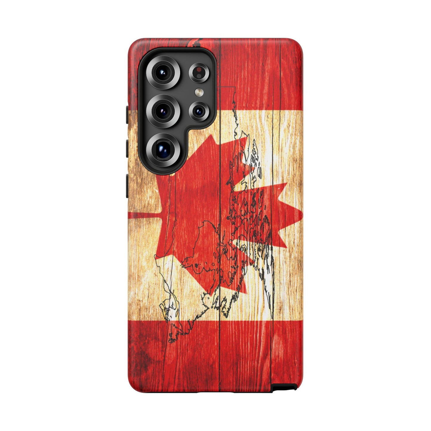 Canadian Flag and Map Tough Phone CasePatriotic Impact-Resistant Cover Image Transfer UV Protected for Outdoor Durability Ideal for Holidays