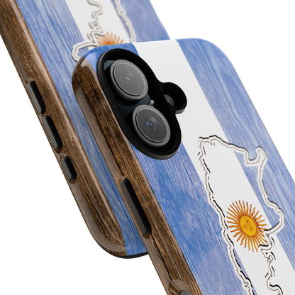 Argentina Flag Phone Case Samsung Tough Protective Cover Argentinean Pride Hard Plastic Map Argentinian Design Argentina Souvenir Wood Design Style