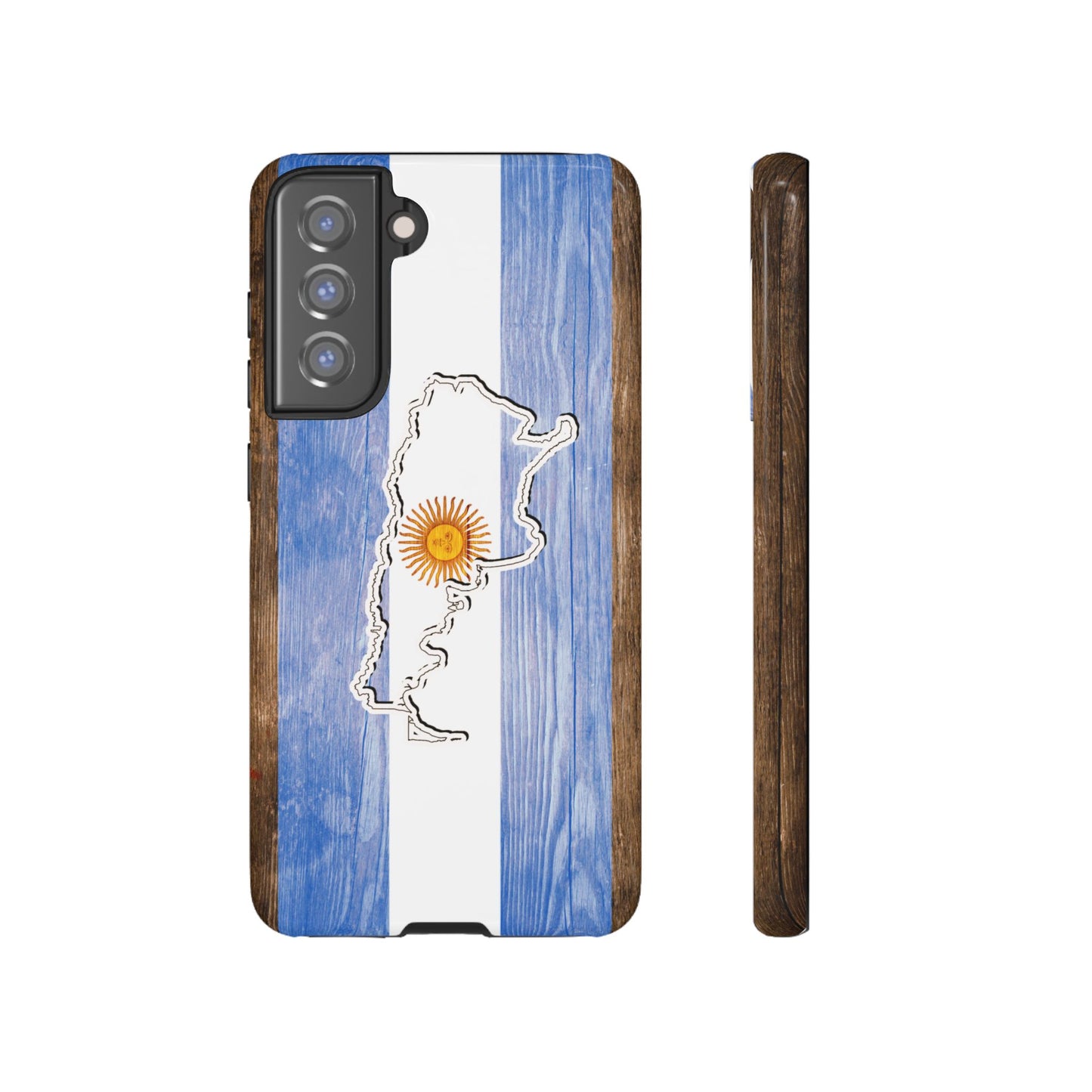 Argentina Flag Phone Case Samsung Tough Protective Cover Argentinean Pride Hard Plastic Map Argentinian Design Argentina Souvenir Wood Design Style