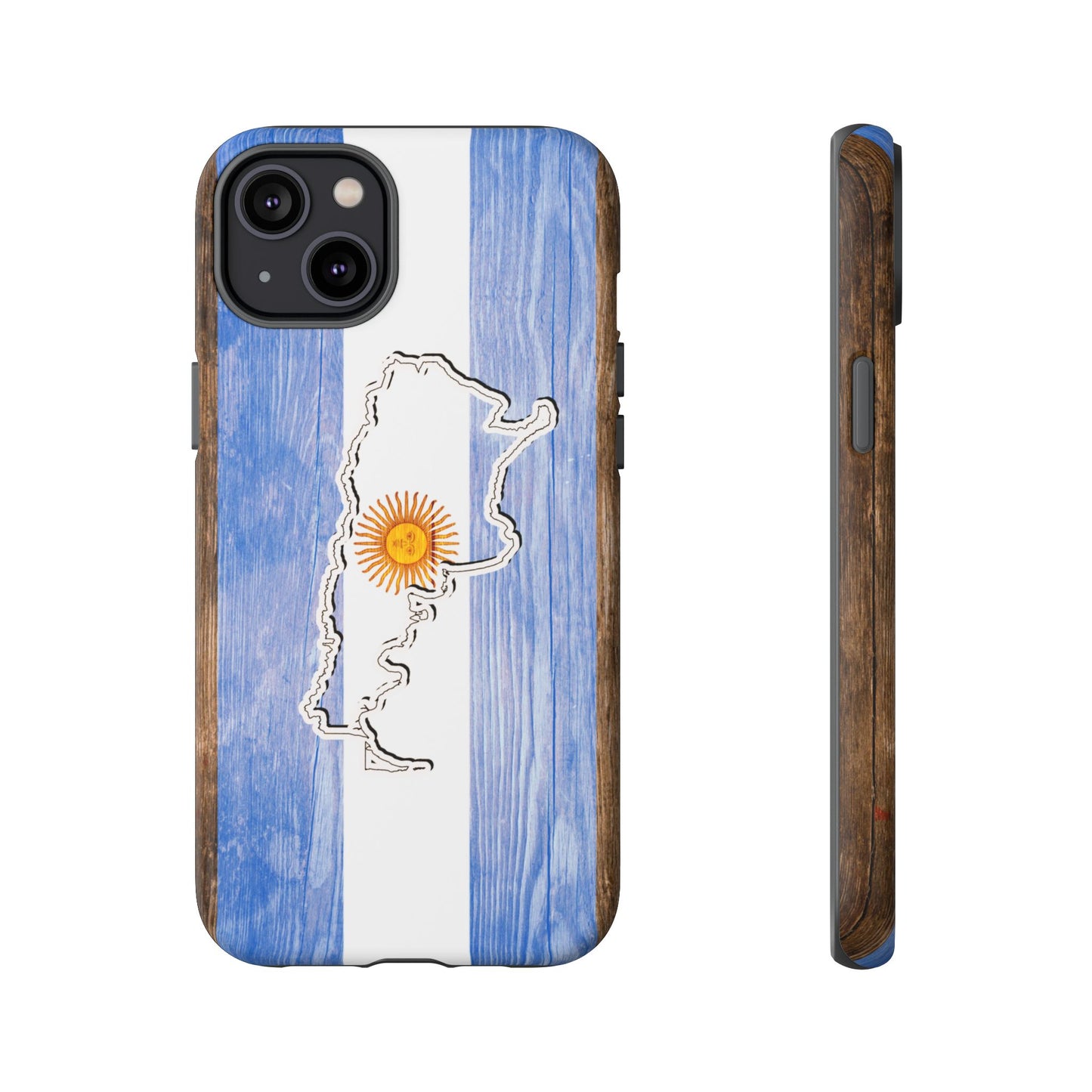 Argentina Flag Phone Case Samsung Tough Protective Cover Argentinean Pride Hard Plastic Map Argentinian Design Argentina Souvenir Wood Design Style