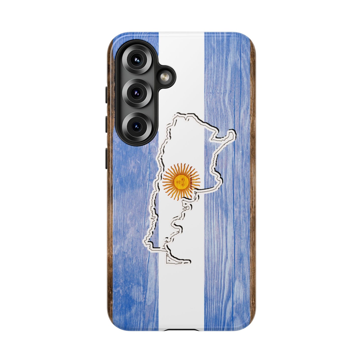 Argentina Flag Phone Case Samsung Tough Protective Cover Argentinean Pride Hard Plastic Map Argentinian Design Argentina Souvenir Wood Design Style