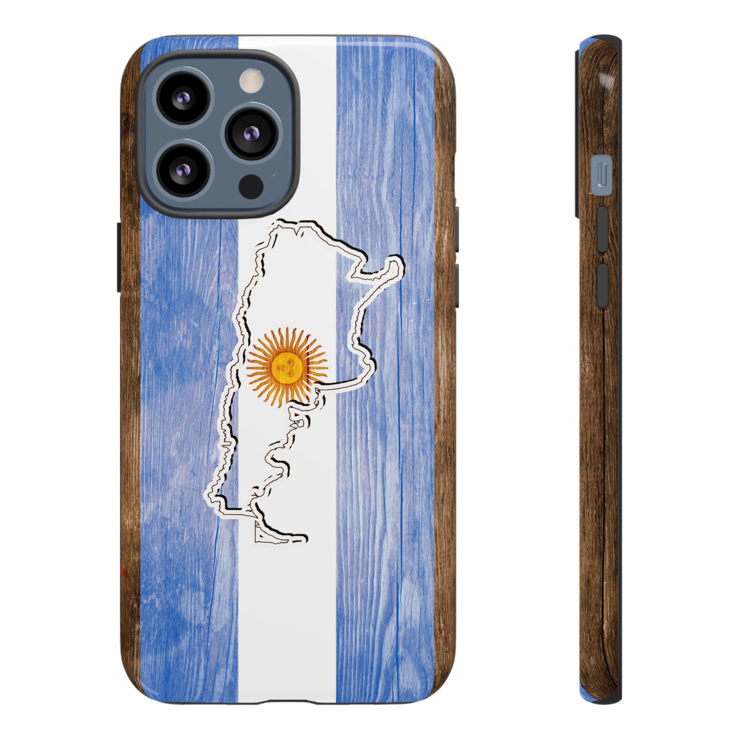 Argentina Flag Phone Case Samsung Tough Protective Cover Argentinean Pride Hard Plastic Map Argentinian Design Argentina Souvenir Wood Design Style