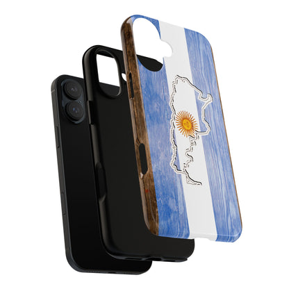 Argentina Flag Phone Case Samsung Tough Protective Cover Argentinean Pride Hard Plastic Map Argentinian Design Argentina Souvenir Wood Design Style