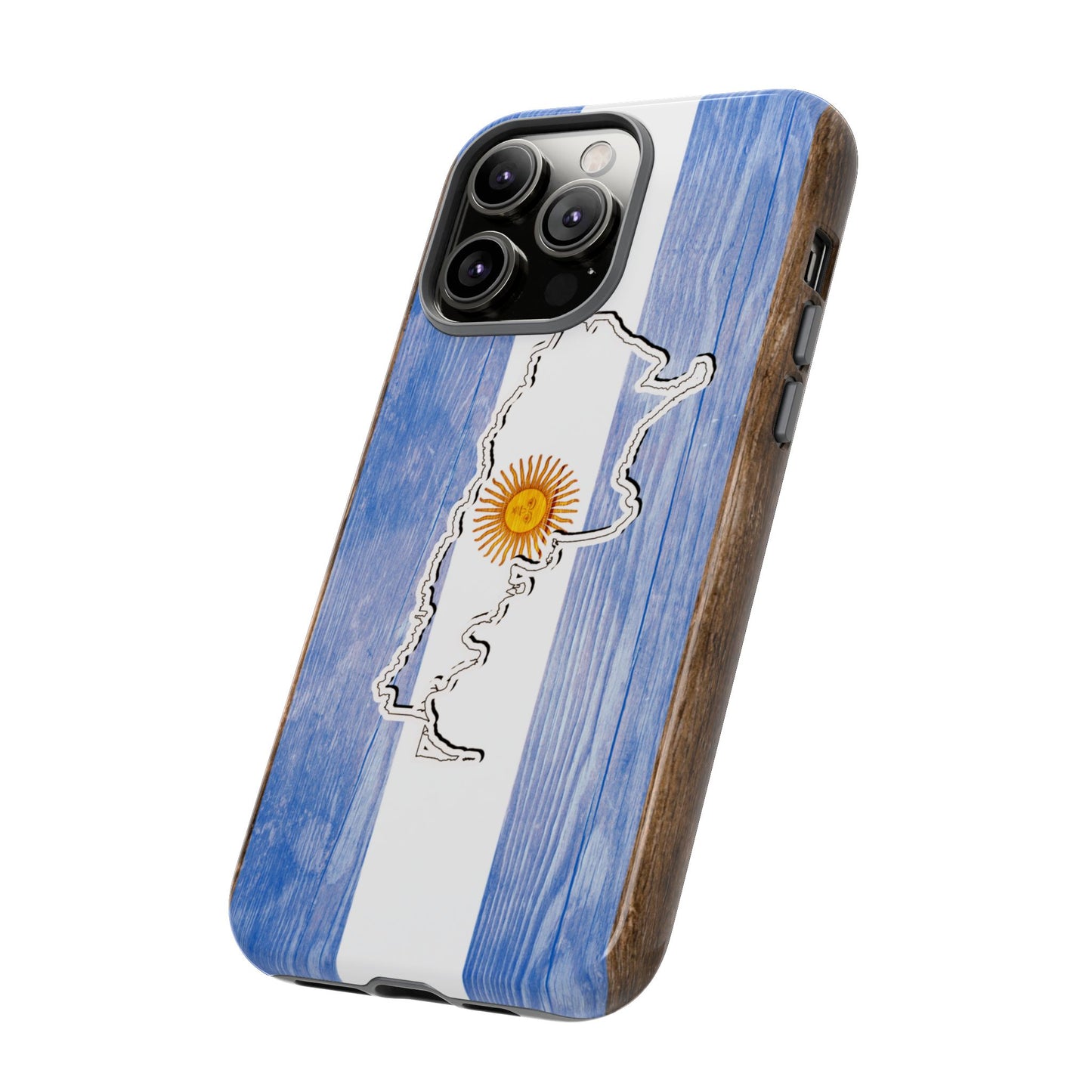 Argentina Flag Phone Case Samsung Tough Protective Cover Argentinean Pride Hard Plastic Map Argentinian Design Argentina Souvenir Wood Design Style