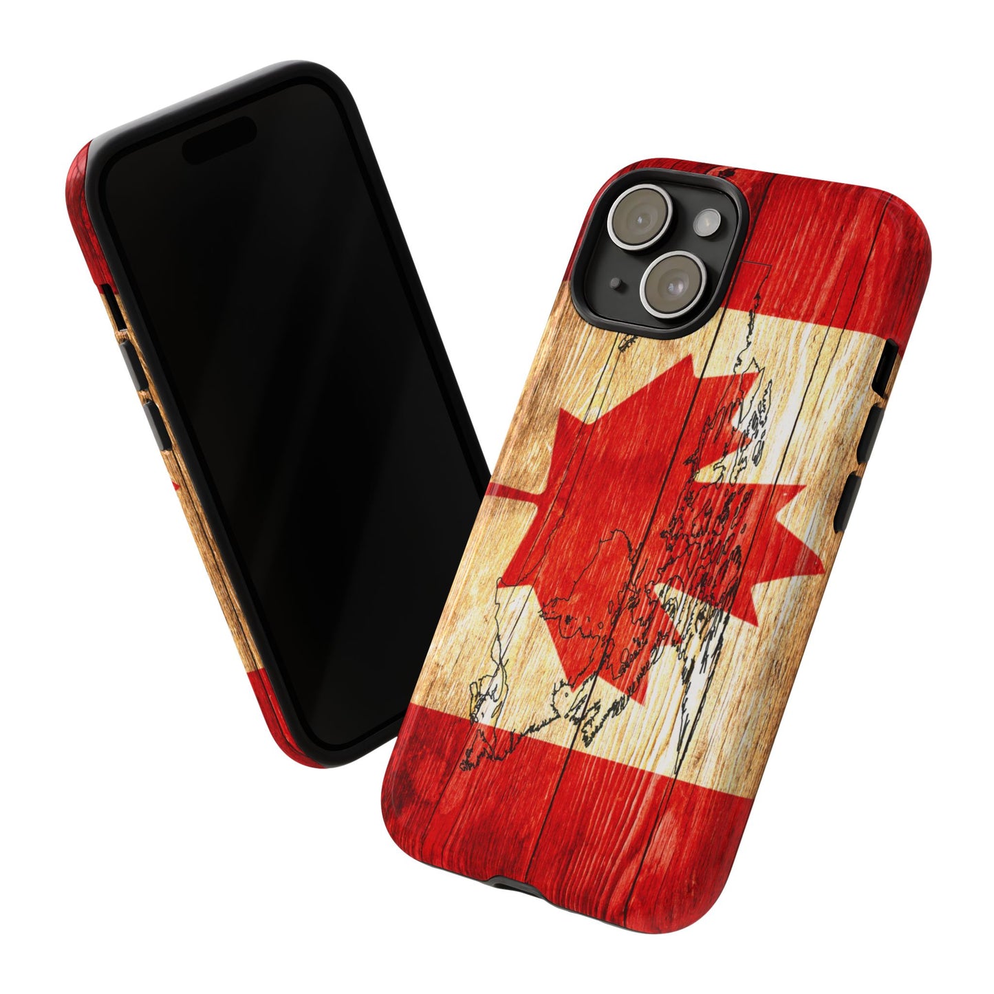 Canadian Flag and Map Tough Phone CasePatriotic Impact-Resistant Cover Image Transfer UV Protected for Outdoor Durability Ideal for Holidays