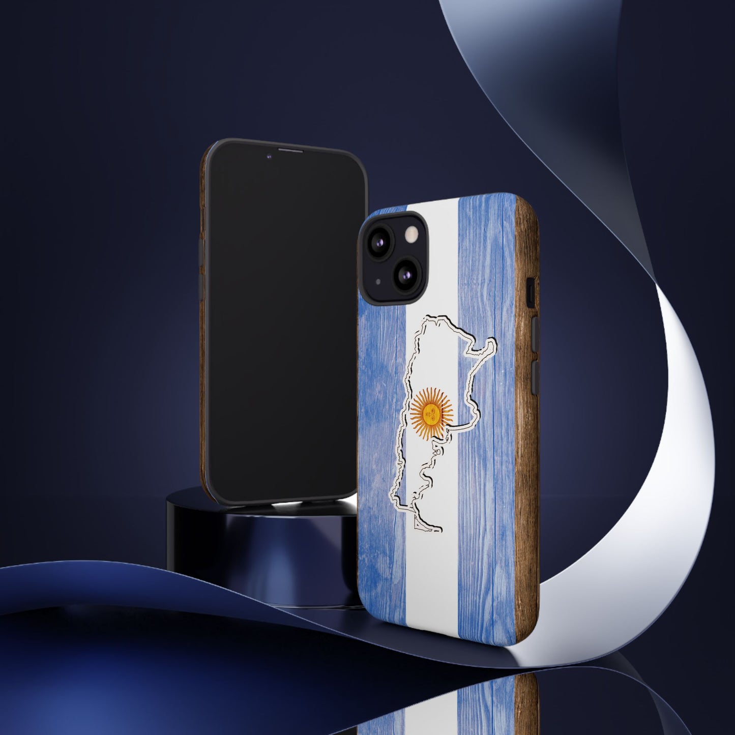 Argentina Flag Phone Case Samsung Tough Protective Cover Argentinean Pride Hard Plastic Map Argentinian Design Argentina Souvenir Wood Design Style