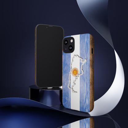 Argentina Flag Phone Case Samsung Tough Protective Cover Argentinean Pride Hard Plastic Map Argentinian Design Argentina Souvenir Wood Design Style