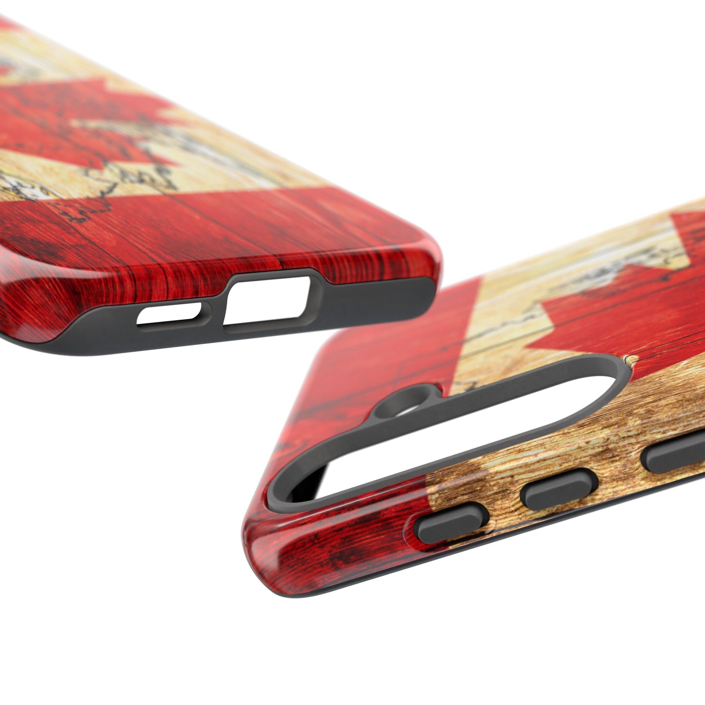 Canadian Flag and Map Tough Phone CasePatriotic Impact-Resistant Cover Image Transfer UV Protected for Outdoor Durability Ideal for Holidays