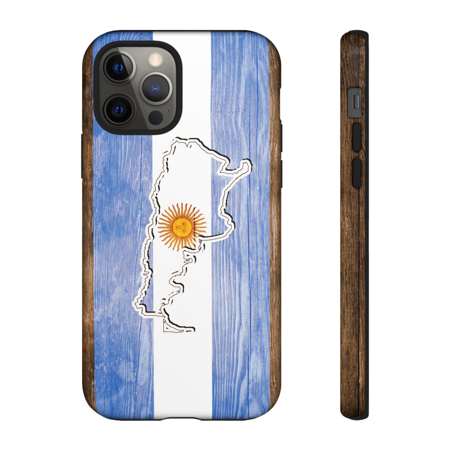 Argentina Flag Phone Case Samsung Tough Protective Cover Argentinean Pride Hard Plastic Map Argentinian Design Argentina Souvenir Wood Design Style