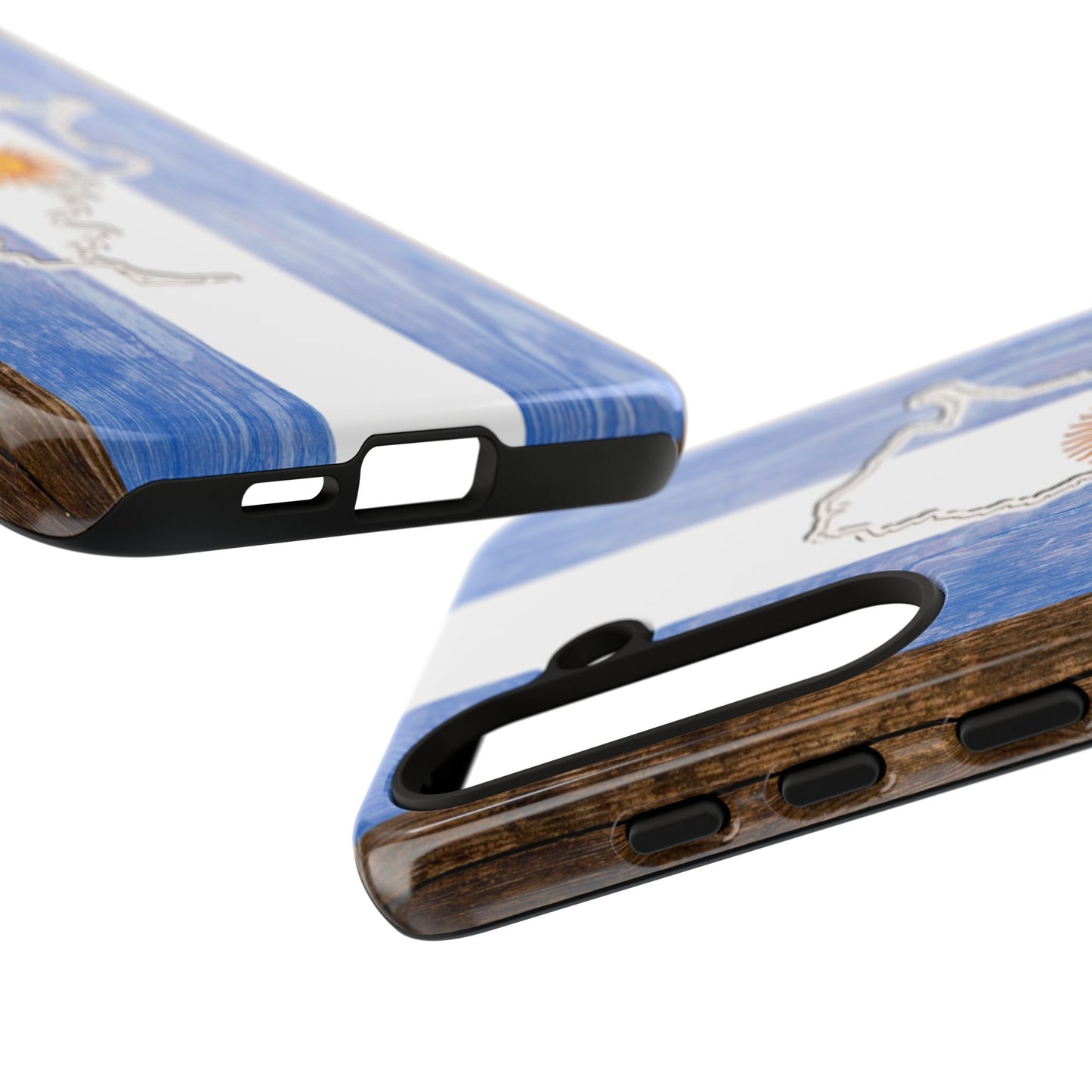 Argentina Flag Phone Case Samsung Tough Protective Cover Argentinean Pride Hard Plastic Map Argentinian Design Argentina Souvenir Wood Design Style